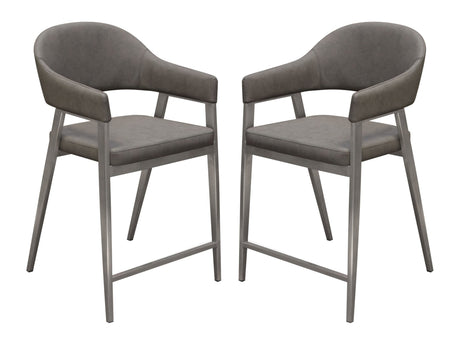 Adele Grey Counter Height Chairs (Set of 2) - Ornate Home