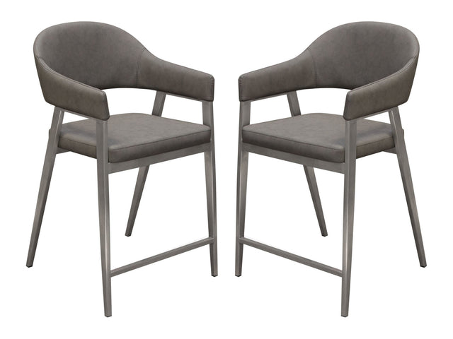 Adele Grey Counter Height Chairs (Set of 2) - Ornate Home
