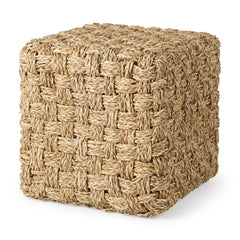 Adele Medium Brown Seagrass Woven Square Pouf