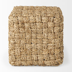 Adele Medium Brown Seagrass Woven Square Pouf