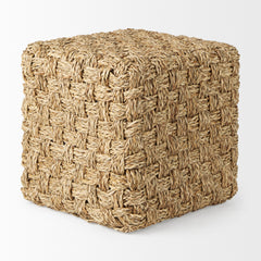 Adele Medium Brown Seagrass Woven Square Pouf