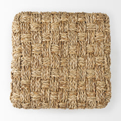 Adele Medium Brown Seagrass Woven Square Pouf