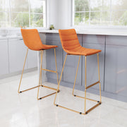Adele Orange & Gold Barstool (Set of 2) - Ornate Home