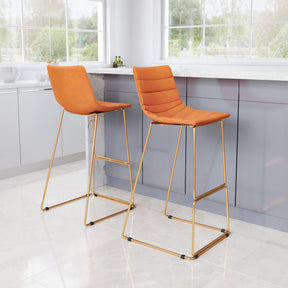 Adele Orange & Gold Barstool (Set of 2) - Ornate Home