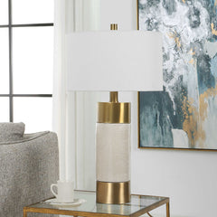 Adelia Ivory/Brass Table Lamp - Ornate Home