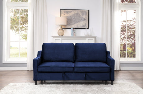 Adelia Navy Studio Sofa with Pull-out Bed - Ornate Home