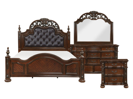 Adelina Cherry 4-piece Queen Bedroom Set - Ornate Home