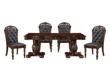 Adelina Cherry/Brown 5-Piece Dining Table Set - Ornate Home