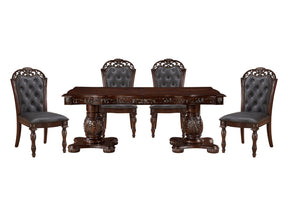 Adelina Cherry/Brown 5-Piece Dining Table Set - Ornate Home