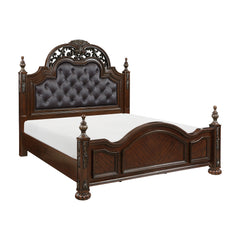 Adelina Cherry/Brown 5-Piece Queen Bedroom Set - Ornate Home