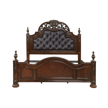 Adelina Cherry/Brown 5-Piece Queen Bedroom Set - Ornate Home