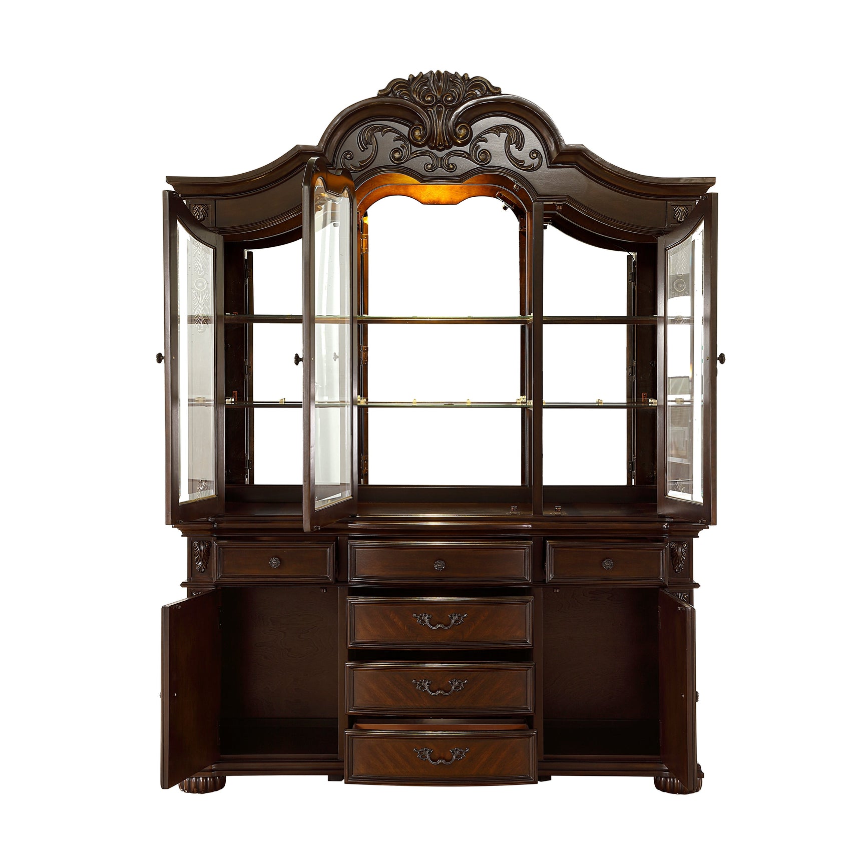 Adelina Cherry Buffet & Hutch - Ornate Home