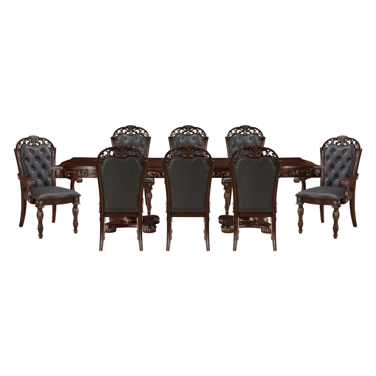 Adelina Gray 9pc Dining Set - Ornate Home