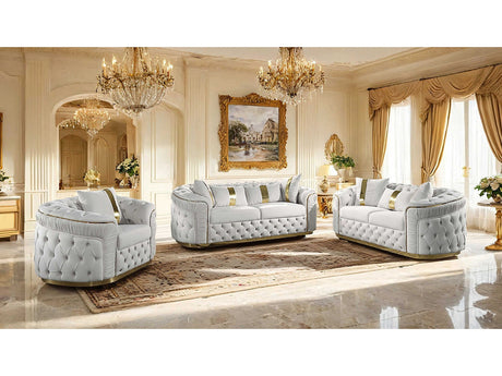 Adelpha Beige/Gold Sofa & Loveseat - Ornate Home