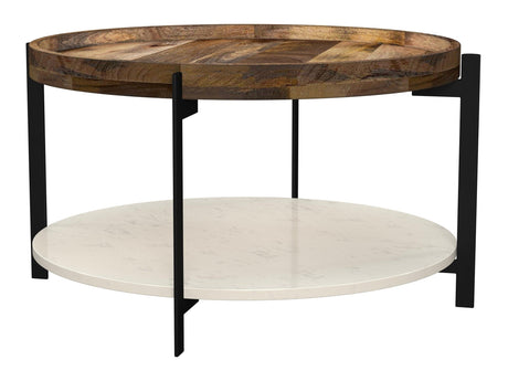Adhvik Natural / White Coffee Table - Ornate Home