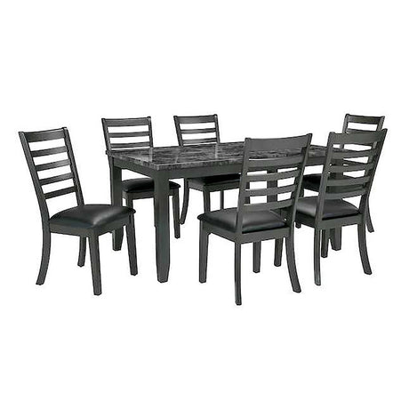 Adia Dark Gray 7 Pc. Dinning Table Set - Ornate Home