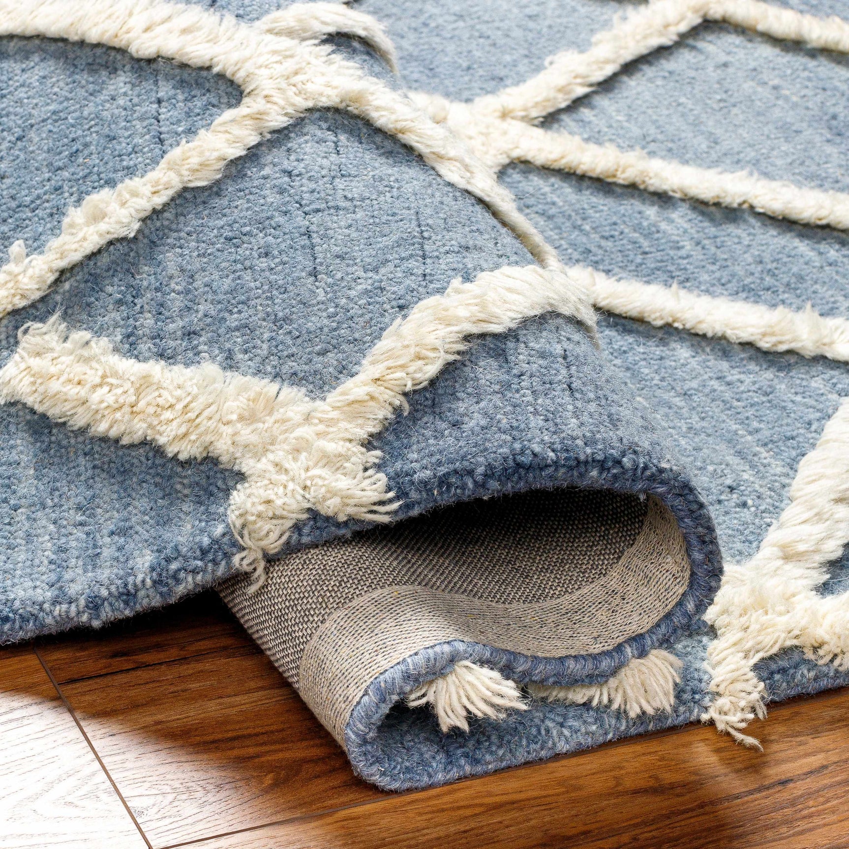 Adica Blue Wool Area Rug - Clearance - Ornate Home
