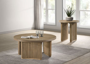 Adina Distressed Light Brown 2-piece Round Coffee Table Set - Ornate Home