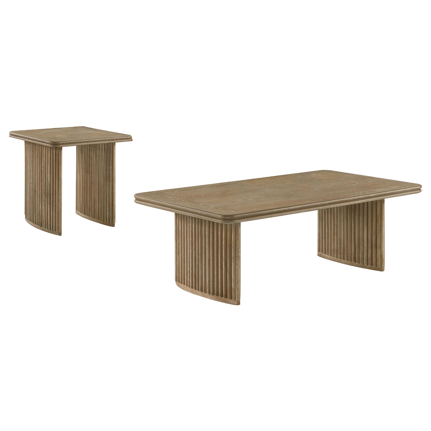 Adina Distressed Light Brown 2-piece Wood Coffee Table Set - Ornate Home