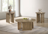 Adina Distressed Light Brown 3-piece Round Coffee Table Set - Ornate Home