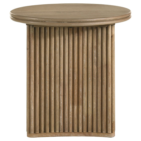 Adina Distressed Light Brown 3-piece Round Coffee Table Set - Ornate Home