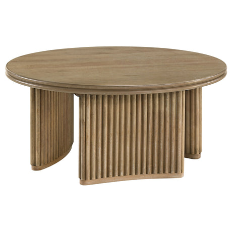 Adina Distressed Light Brown 3-piece Round Coffee Table Set - Ornate Home