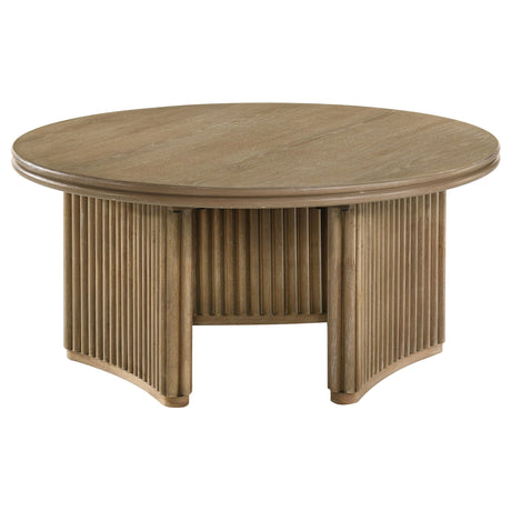 Adina Distressed Light Brown 3-piece Round Coffee Table Set - Ornate Home