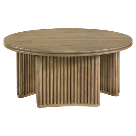 Adina Distressed Light Brown 3-piece Round Coffee Table Set - Ornate Home