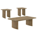 Adina Distressed Light Brown 3-piece Wood Coffee Table Set - Ornate Home