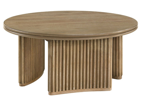 Adina Distressed Light Brown 36-inch Round Wood Coffee Table - Ornate Home