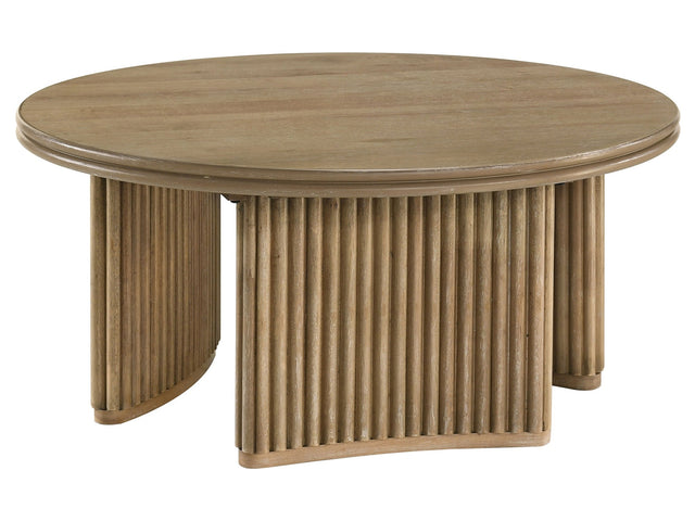 Adina Distressed Light Brown 36-inch Round Wood Coffee Table - Ornate Home