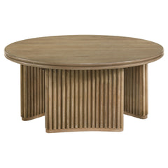 Adina Distressed Light Brown 36-inch Round Wood Coffee Table - Ornate Home