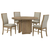 Adina Distressed Light Brown 5-piece Round Dining Table Set - Ornate Home