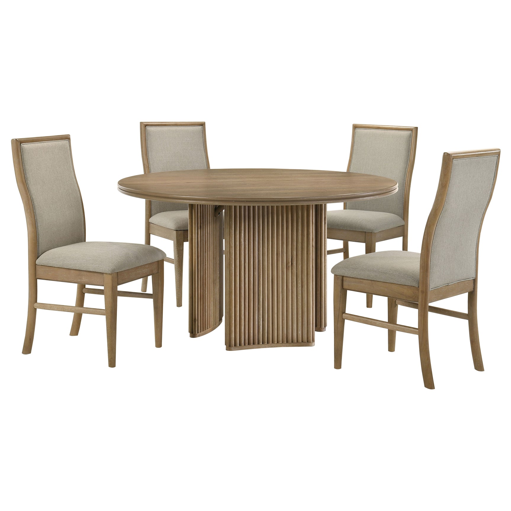 Adina Distressed Light Brown 5-piece Round Dining Table Set - Ornate Home