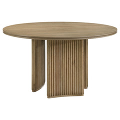 Adina Distressed Light Brown 5-piece Round Dining Table Set - Ornate Home