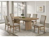 Adina Distressed Light Brown 7-piece Extension Dining Set - Ornate Home