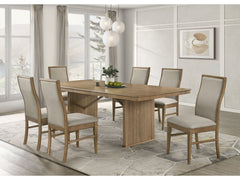 Adina Distressed Light Brown 7-piece Extension Dining Set - Ornate Home