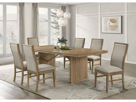 Adina Distressed Light Brown 7-piece Extension Dining Set - Ornate Home