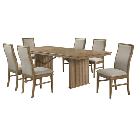 Adina Distressed Light Brown 7-piece Extension Dining Set - Ornate Home