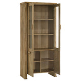 Adina Distressed Light Brown 77-inch Tall Display Cabinet - Ornate Home