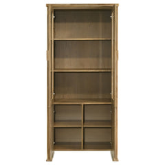 Adina Distressed Light Brown 77-inch Tall Display Cabinet - Ornate Home