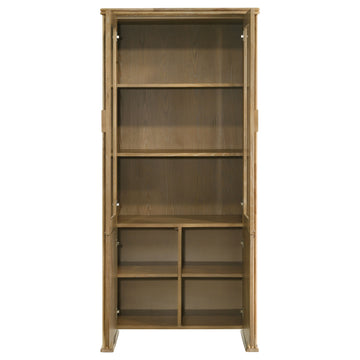 Adina Distressed Light Brown 77-inch Tall Display Cabinet - Ornate Home