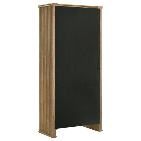 Adina Distressed Light Brown 77-inch Tall Display Cabinet - Ornate Home