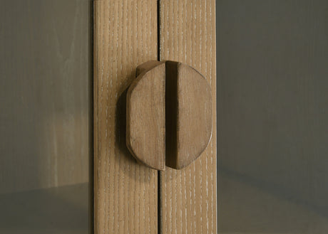 Adina Distressed Light Brown 77-inch Tall Display Cabinet - Ornate Home