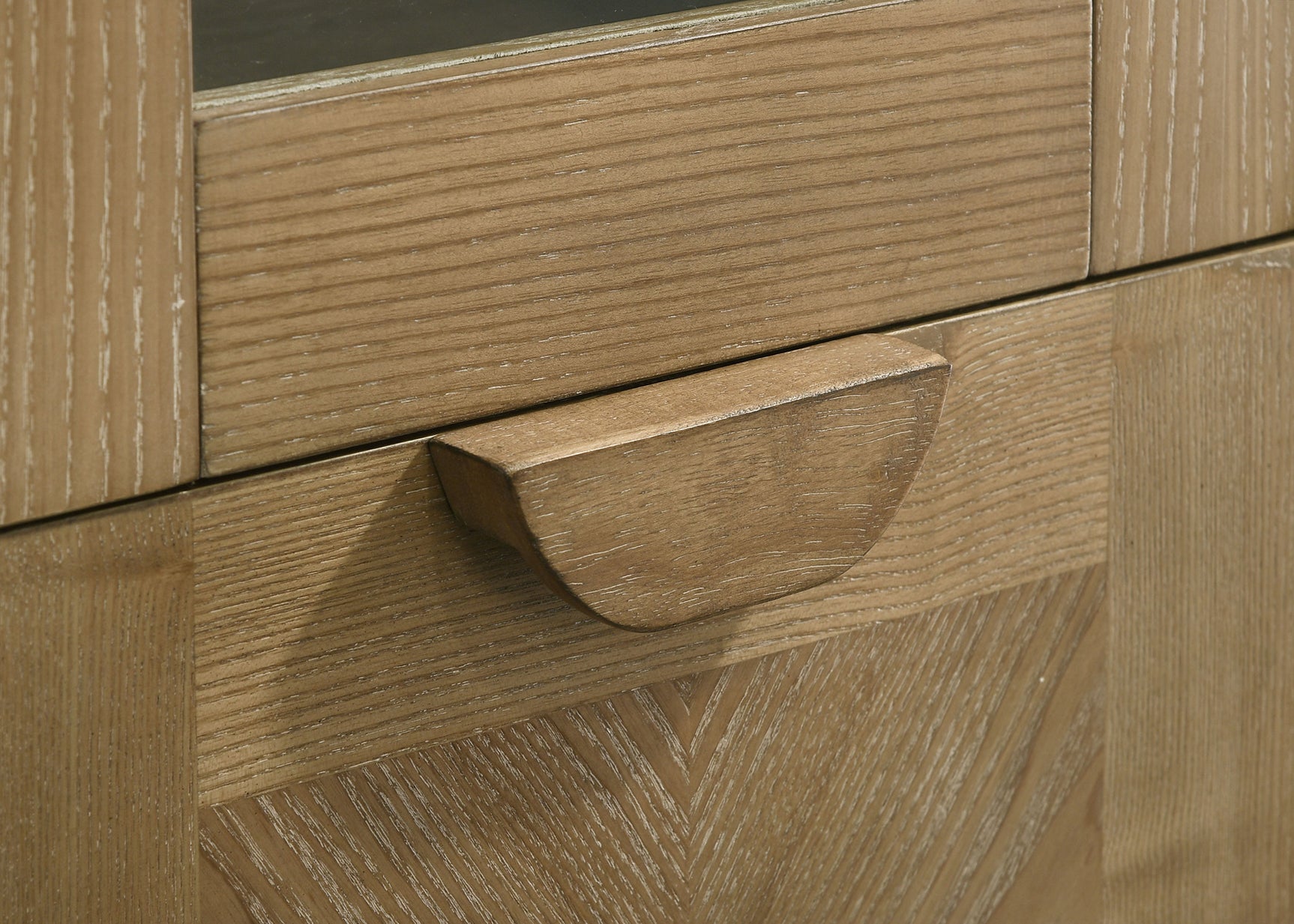 Adina Distressed Light Brown 77-inch Tall Display Cabinet - Ornate Home