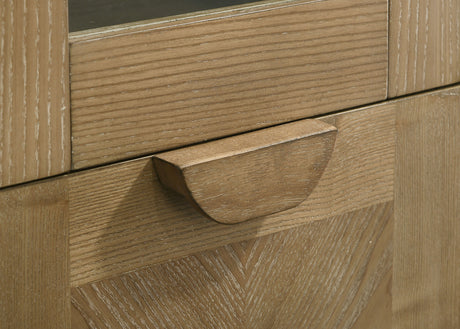 Adina Distressed Light Brown 77-inch Tall Display Cabinet - Ornate Home