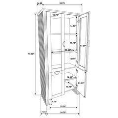 Adina Distressed Light Brown 77-inch Tall Display Cabinet - Ornate Home