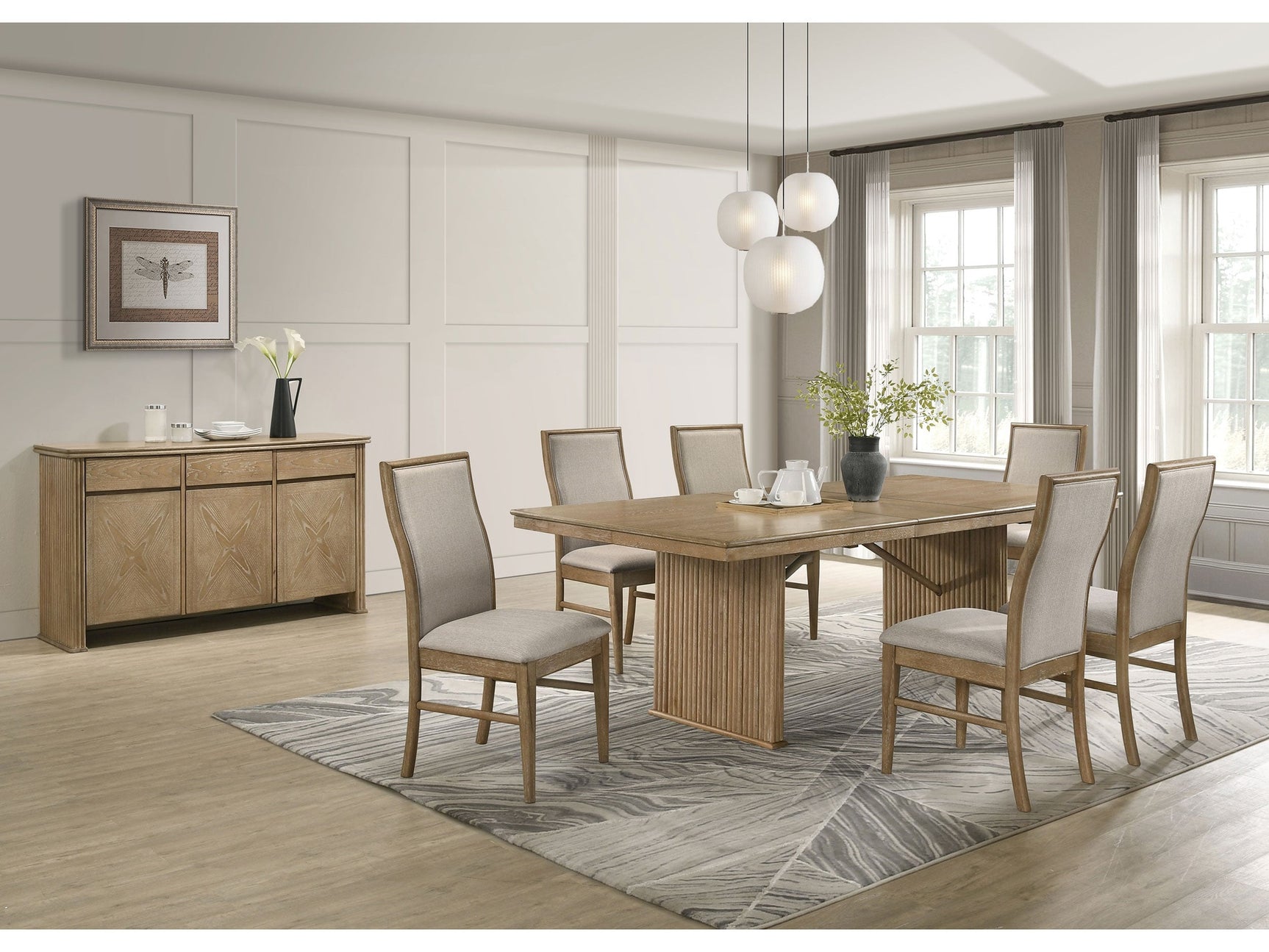 Adina Distressed Light Brown 8-piece Extension Dining Set - Ornate Home