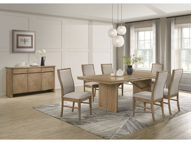 Adina Distressed Light Brown 8-piece Extension Dining Set - Ornate Home