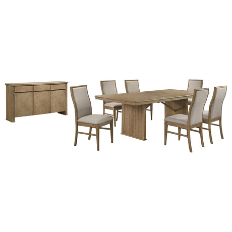 Adina Distressed Light Brown 8-piece Extension Dining Set - Ornate Home